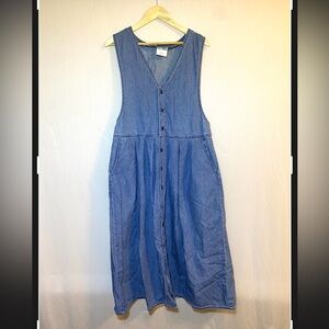 Vintage Blue Denim Sleeveless Maxi Dress